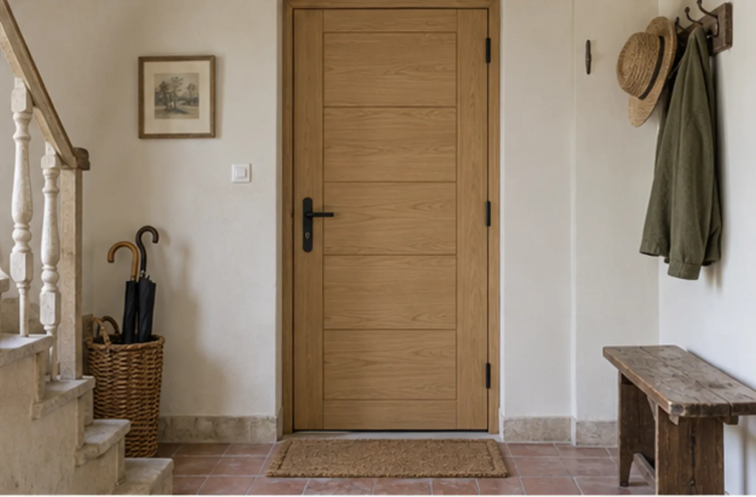 Porte contemporaine en chêne, illustration après remplacement