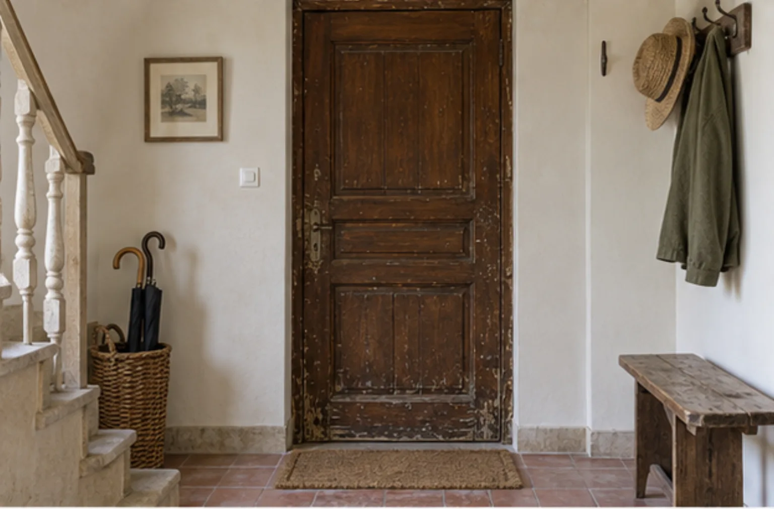 Porte ancienne en bois, illustration avant remplacement